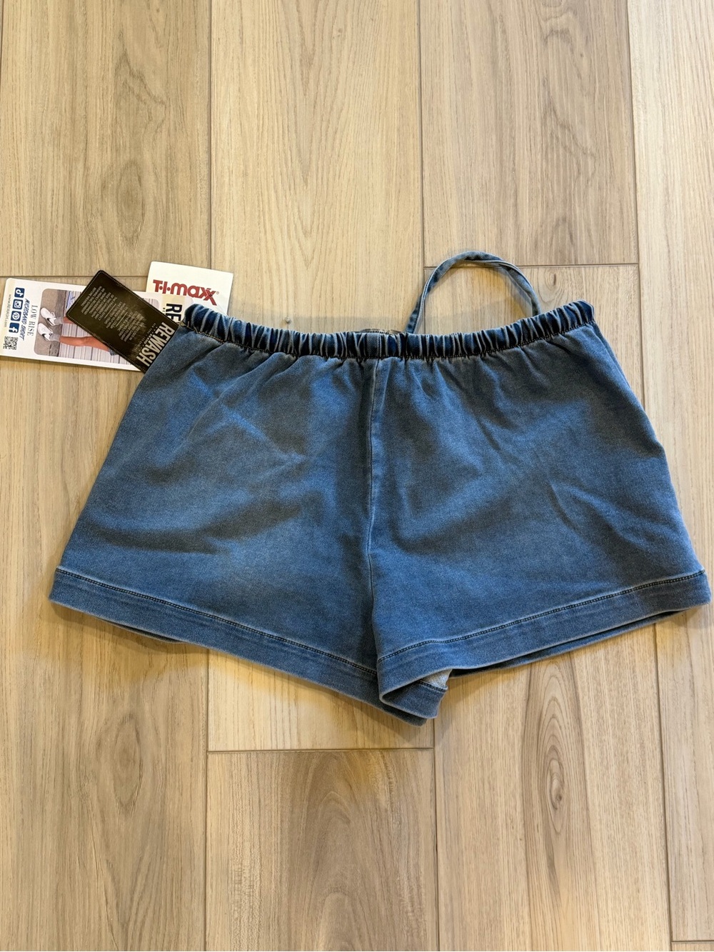 Rewash Women's Faded Blue Drawstring Denim-Style Shorts - Picture 2 of 3